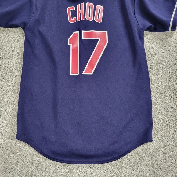 Youth Cleveland Indians Choo Jersey Medium Blue Button Down Majestic Baseball - Picture 3 of 14